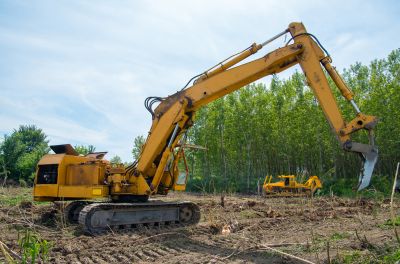 Excavator Clearing Land